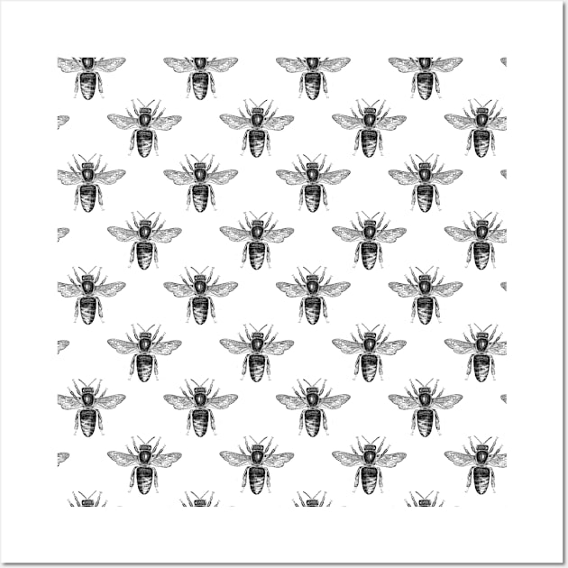 Bee Neck Gator Black and White Bees Beekeper Wall Art by DANPUBLIC